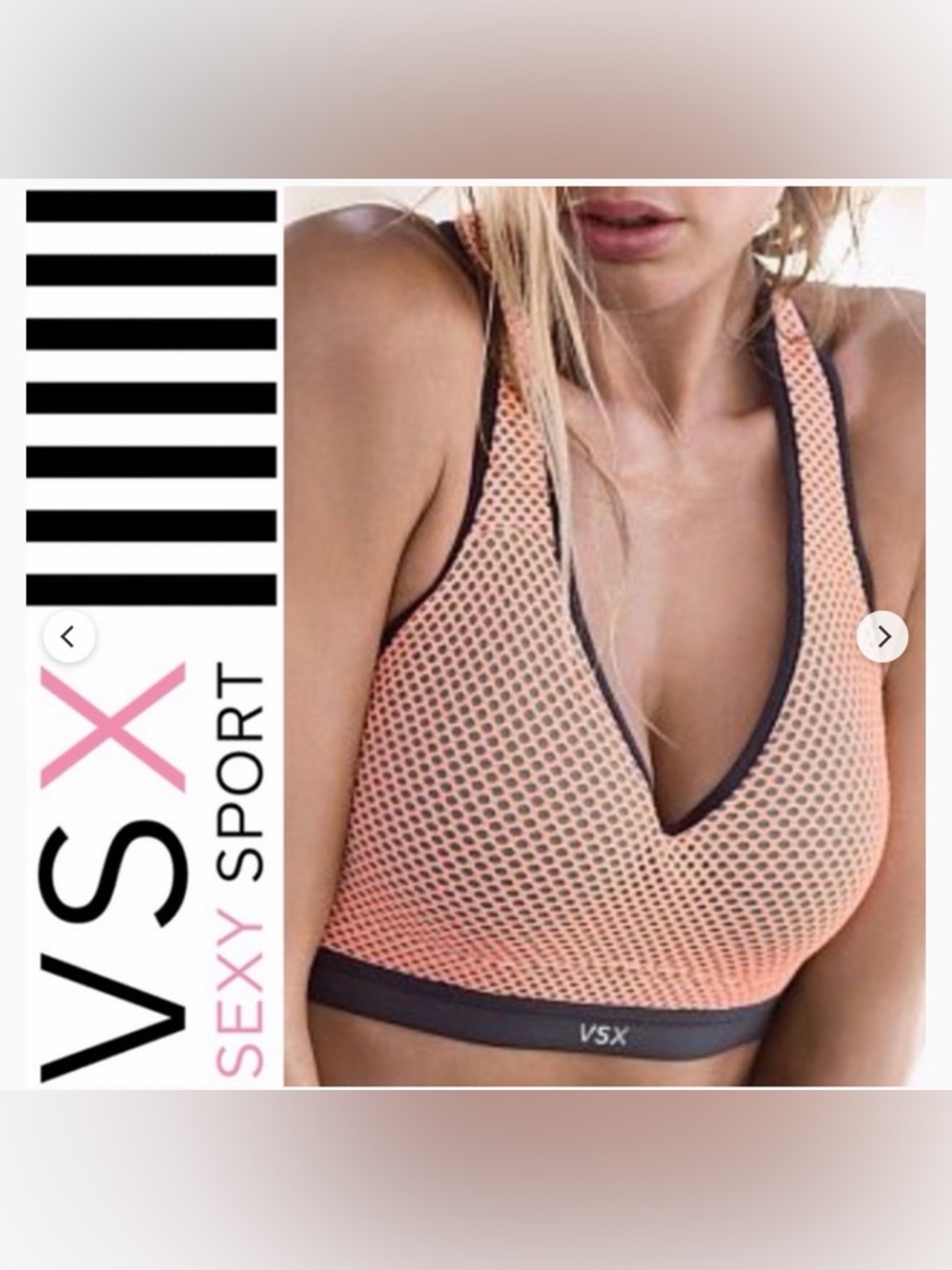 VSX Peach and Grey Mesh Sports Bra